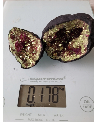 Geoda Kwarcowa +/- 150 gramów 5 cm Maroko Fiolet Srebrny Kryształ PREZENT