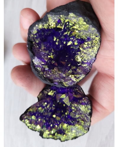 Geoda Kwarcowa +/- 150 gramów 5 cm Maroko Fiolet Srebrny Kryształ PREZENT