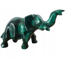 Malachitowa figurka słonia – rękodzieło z Kongo 8 cm, 180 g Minerał Energia