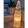 Duża Lampa Selenitowa Wieża 38 cm 4 kg Naturalny Kryształ Selenit Minerał