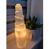 Duża Lampa Selenitowa Wieża 38 cm 4 kg Naturalny Kryształ Selenit Minerał