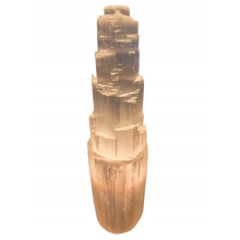 Duża Lampa Selenitowa Wieża 38 cm 4 kg Naturalny Kryształ Selenit Minerał