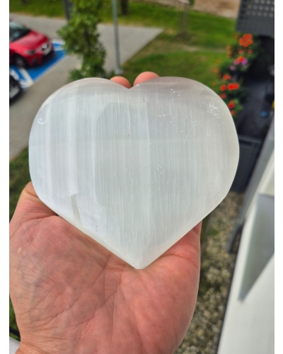 Selenitowe Serce 700g 12cm Maroko Kryształ Spokoju Energia Minerał Selenit